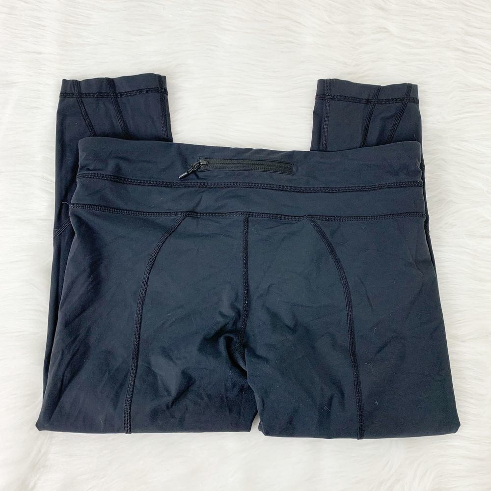 Lululemon Run Inspire Crop Leggings Solid Black 12 - Picture 5 of 6